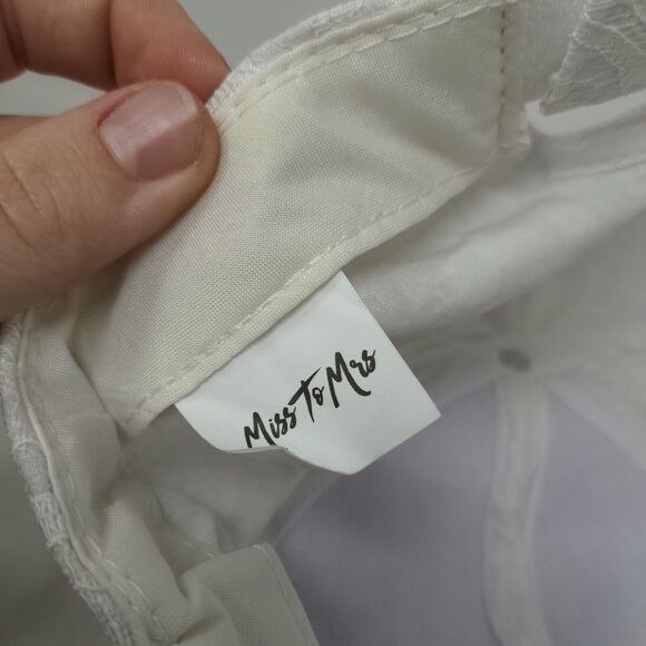 Wifey Strapbck Hat White One Size Adjustable Lace Trim Embroidered Miss To Mrs - Picture 8 of 9